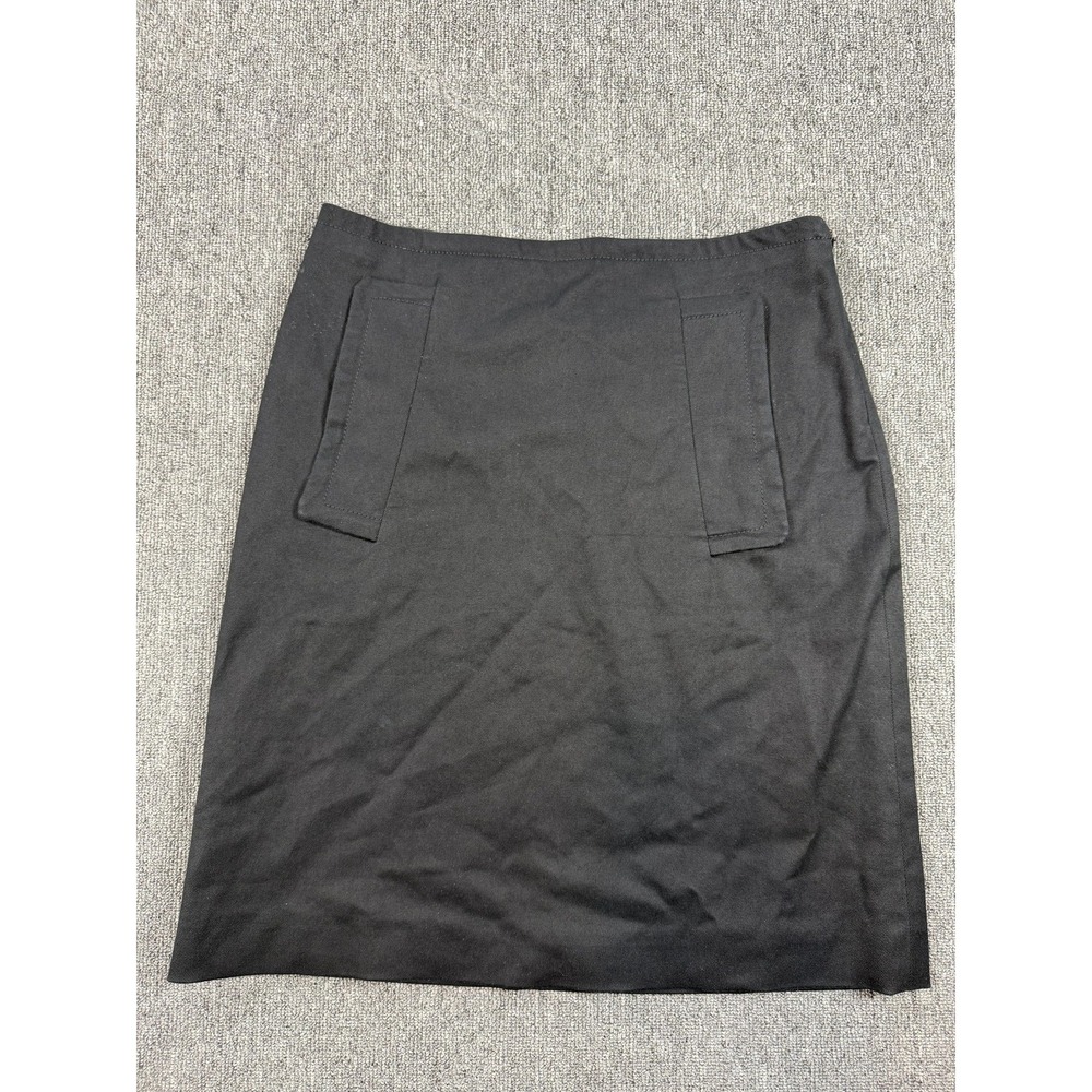 Prada Skirt Womens 38 Black Cotton Twill Pencil Knee Length Lined Pockets